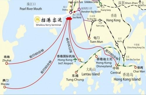kart av shekou ferry terminal