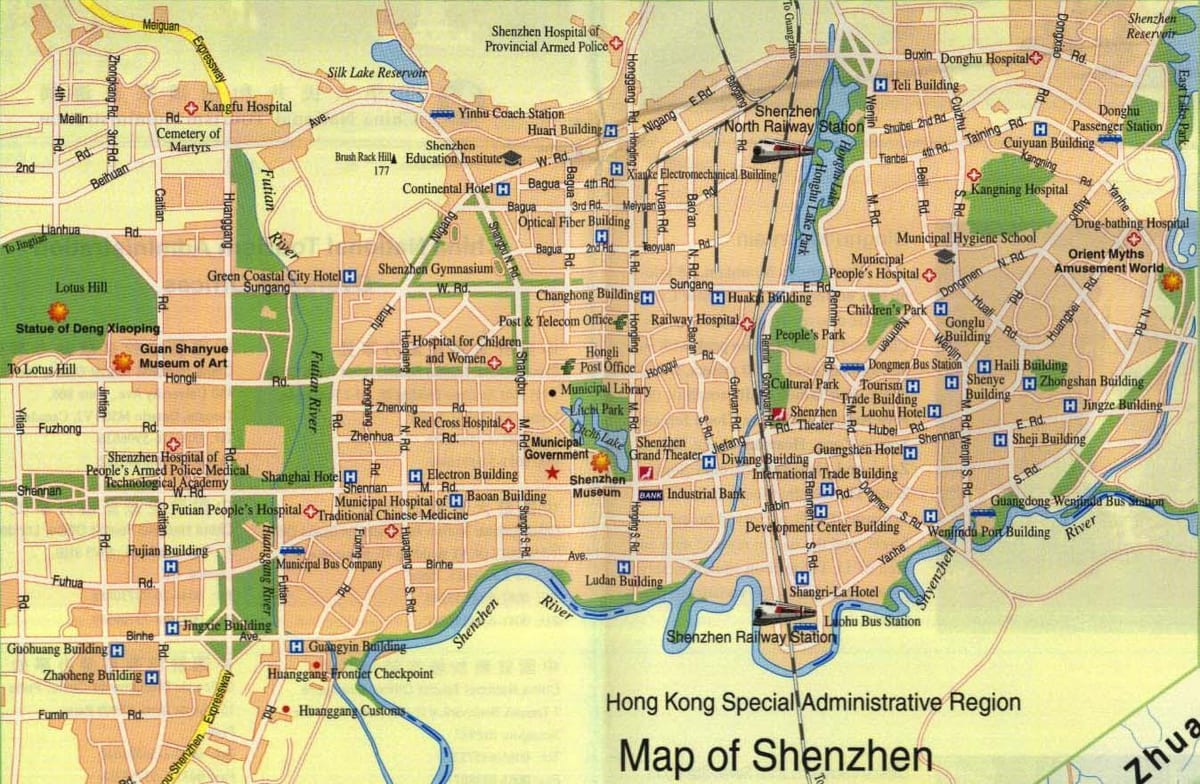 kart over Shenzhen city
