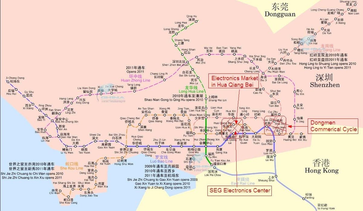 kart over Shenzhen electronics markedet