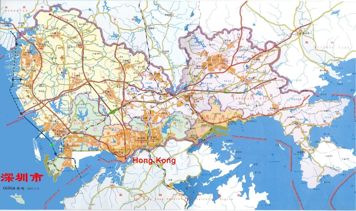kart over Shenzhen ems Kina
