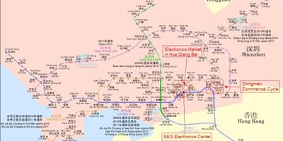 Kart over Shenzhen electronics markedet