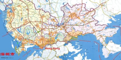 Kart over Shenzhen ems Kina