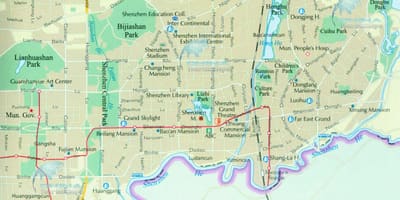 Kart over Shenzhen sentrum